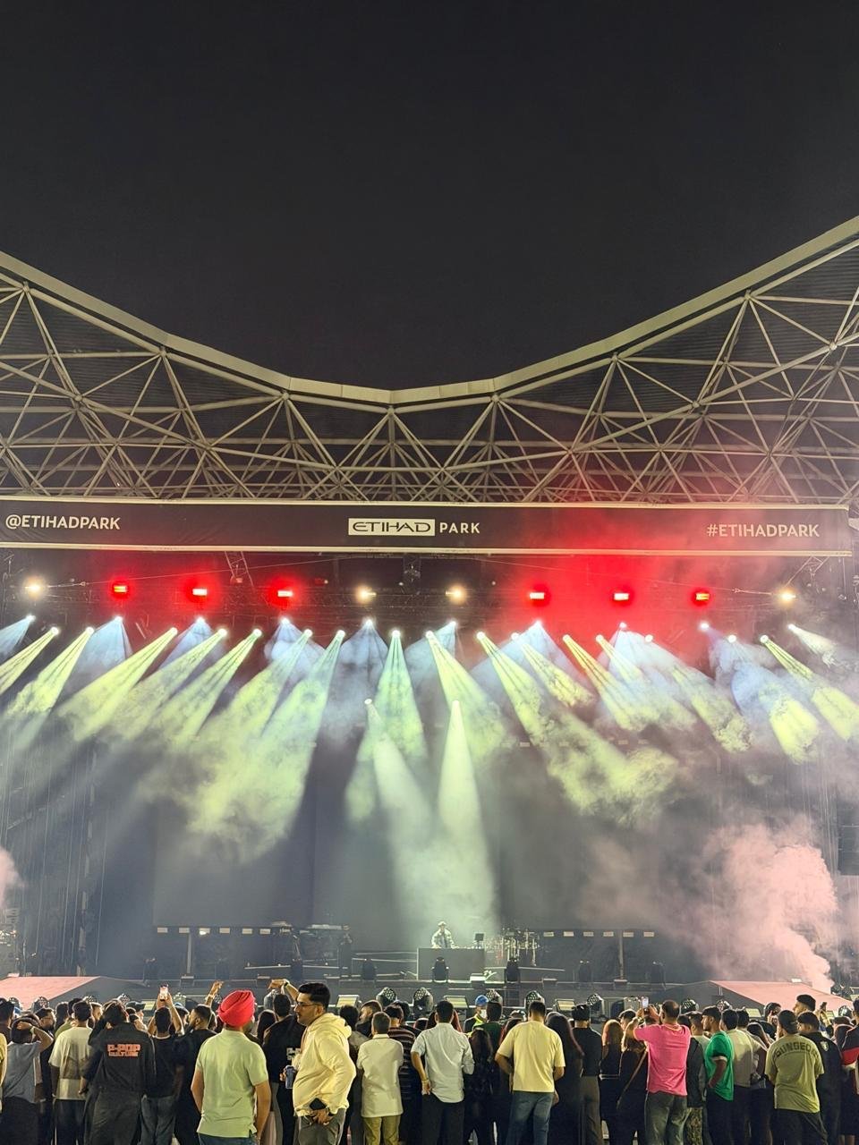 Concert stage lighting at Etihad Park